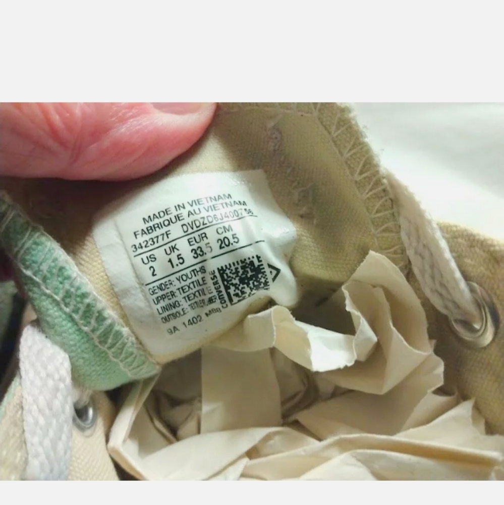 Converse All Star Low Top Pastel Green Sneakers Shoes 2 Kids Skate Streetwear - Picture 6 of 8